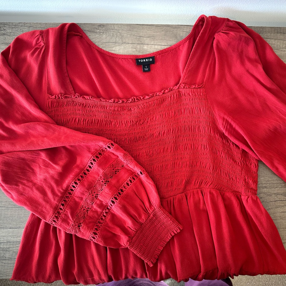 Torrid 1X Red Babydoll Blouse